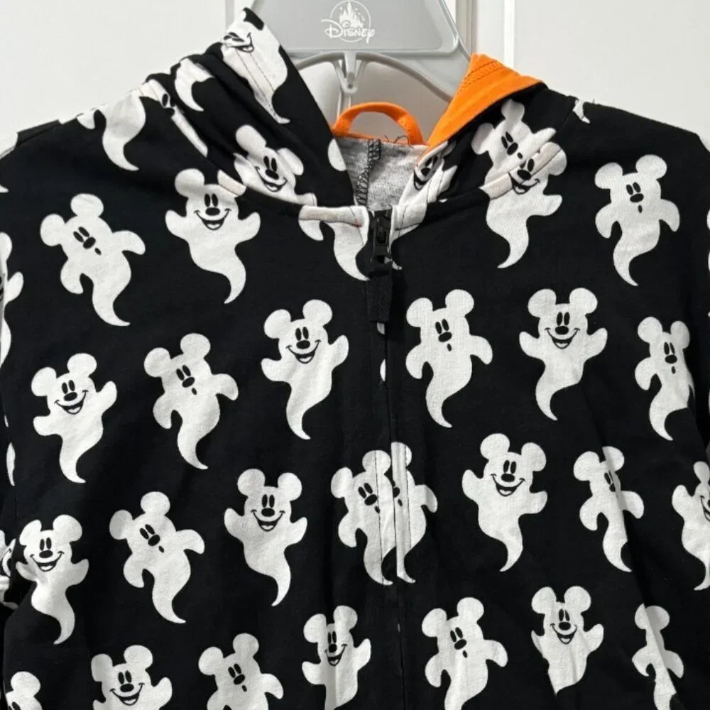 Disney Halloween NWT Large Black/White Mickey Ghosts Bodysuit Pajamas NEW - Picture 5 of 13
